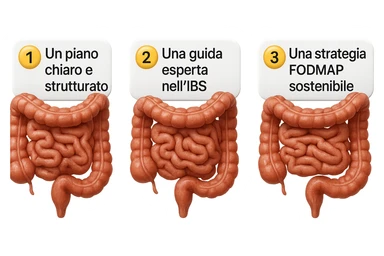 emoji stile iphone di 3 targhette numerate con intestino realistico davanti ad ogni targhetta, le targhette sono:
"1 – Un piano chiaro e strutturato
2 – Una guida esperta nell’IBS
3 – Una strategia FODMAP sostenibile"
, iperrealistico 4k sticker