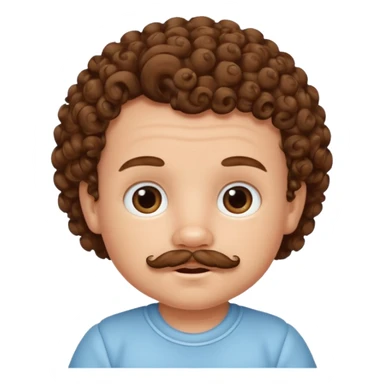 curly hair mustashed baby sticker