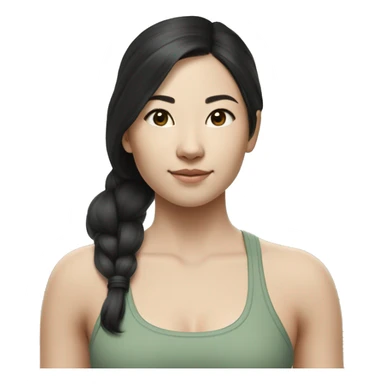 wasian yoga girl sage green lululemon set, black hair sticker