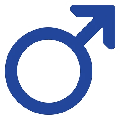 Create a minimal male gender symbol emoji in flat blue style, suitable for a Discord role icon, with transparent background. Keep the design simple and clear for small sizes. sticker