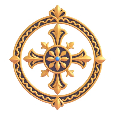 sacred saint emblem with ornate design sticker