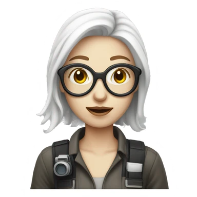 Women photographer with white skin sticker