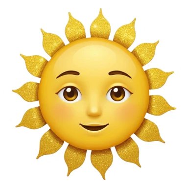 sun in 2d golden glitter in colour sticker