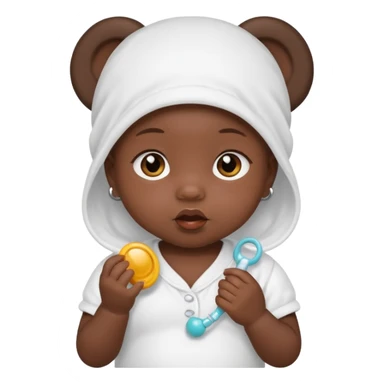a baby girl with pacifier and dark skin sticker