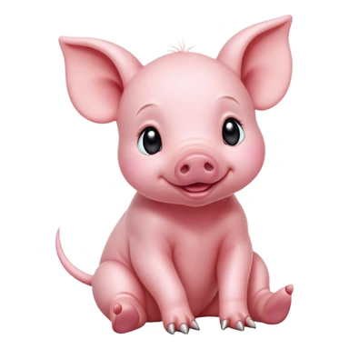 cinematic-[realistic piglet]-realistic-full-body-sitting-emoji,-tail-flicking-lazily,-head-tilted-dramatically,-sleek-[pink]-skin,-simplified-yet-realistic-focused-features,-highly-detailed,-glowing-with-an-almost-sarcastic-glow sticker