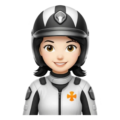 white dirt bike girl with black hair  sticker