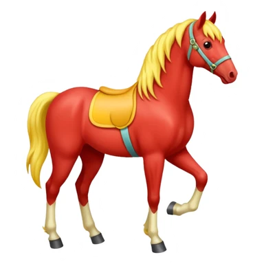 Cavalo vermelho e amarelo pastel sticker