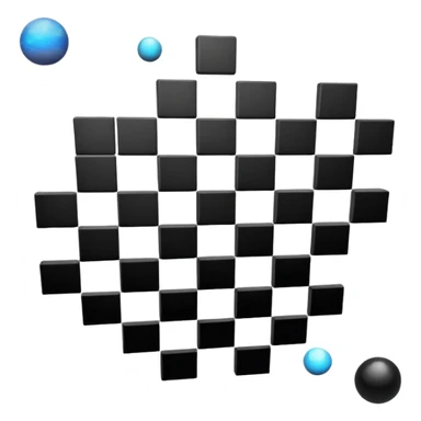 checkered space with black and white squares floating in a cosmic background sticker