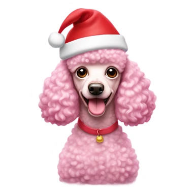 pink poodle with santa hat sticker