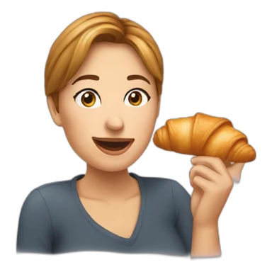 Une femme mange un croissant  sticker