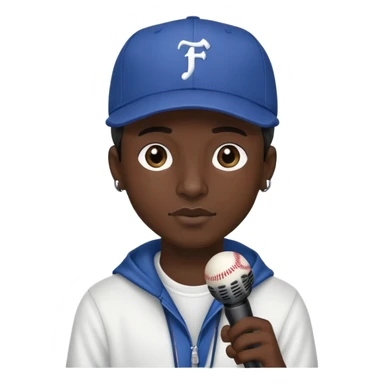 rapper with microphone and baseball cap sticker