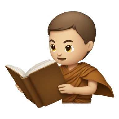 human monk with brown hair holding a book  sticker