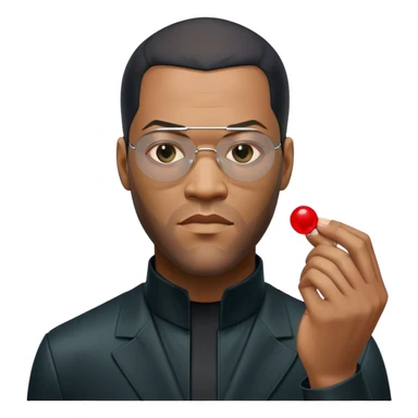 Neo, Lawrence fishburne from the matrix, holding red and blue pill sticker