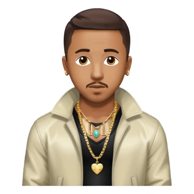 Marques Houston with dark brown hair, shirtless with necklace, metallic ivory jacket sticker