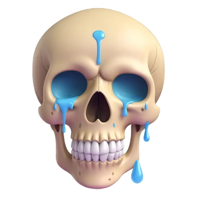 crying skull, 3D emoji style, subtle shading, tears, detailed 3D fluent emoji sticker