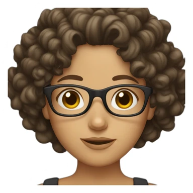 brunette girl with glasses and curly hair sticker