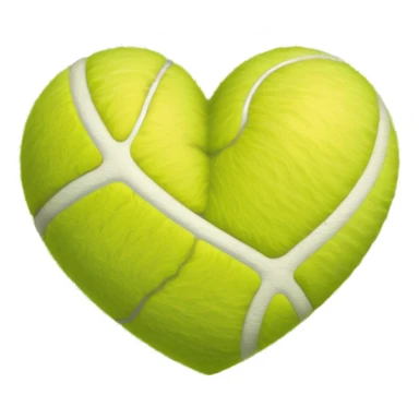 heart made of tennis ball material with green fuzzy texture and white curved lines sticker