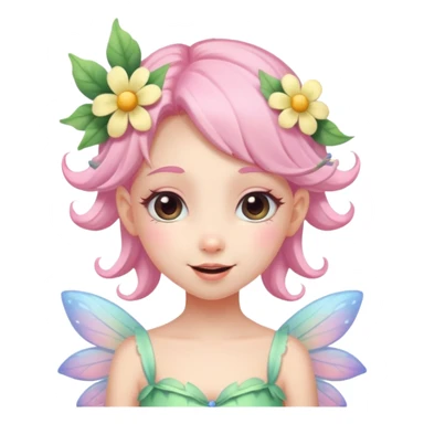 cute pastel fairy girl flower head decoration wink sticker