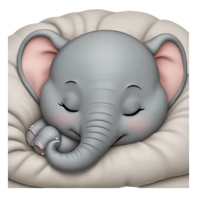 meme-worthy-cute-sleeping-baby-elephant-portrait-emoji,-head-resting-peacefully-with-a-contented-smile,-showcasing-a-delightfully-tiny-build-and-a-luxuriously-soft-gray-hide,-eyes-shut-in-a-serene,-restful-nap,-simplified sticker