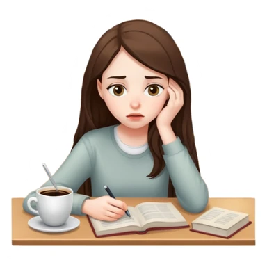 girl, student, gonna take a test tomorrow, tired, drunk lots of coffee, at library sticker