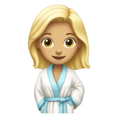 pretty blonde girl in bath robe with hair towel sticker