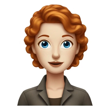 Redhead lady in 30s with freckles with coffee with blue eyes sticker