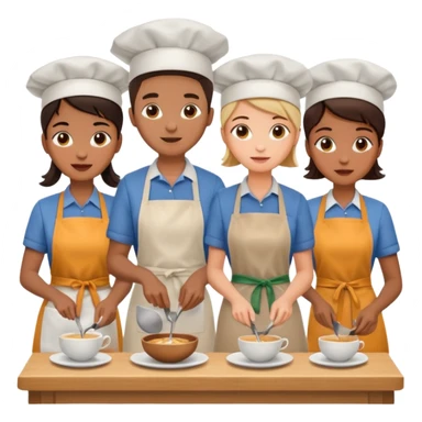 Cafe staf with cooking sticker