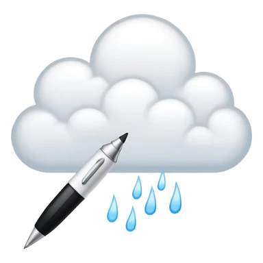 A cloud of thoughts with a pen sticker