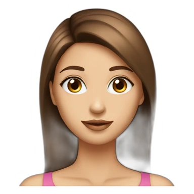 Fille cheveux lisse long brune yeux marron sticker