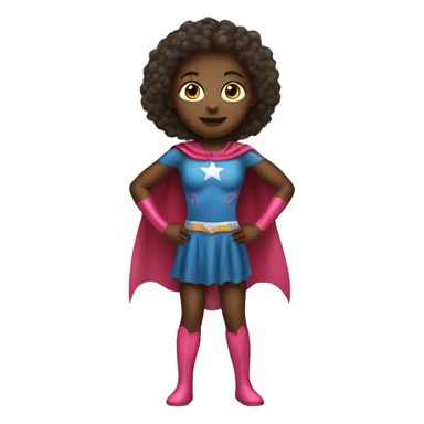 A full body emoji of a child girl on a superhero costume sticker
