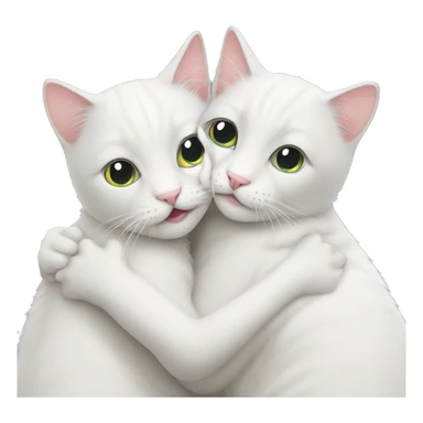 Two white cats hugging each other  sticker