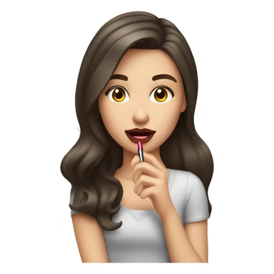 brunette white girl putting lipgloss on her lips sticker