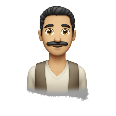 Yemeni Arab man with lighter skin tone and black hair and moustache sticker