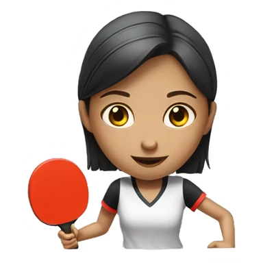 girl with brow straight hair and fair skin play in  table tennis sticker