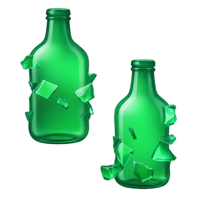 broken pieces of green glass bottle sticker