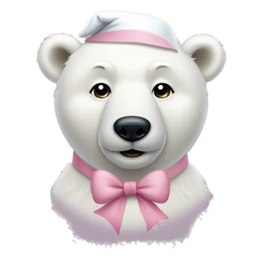 white polar bear wearing light pink santa hat and bow sticker