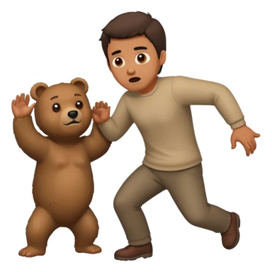 A man being lovingly chased by a bear but he thinks the bears going to eat him  sticker
