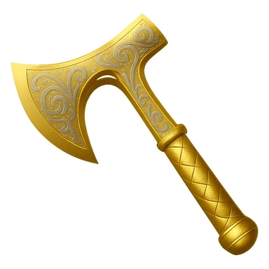 Recolor this weapon to a plated gold color with ornate engravings inlaid with silver. The gold should be rich and metallic, and the engravings should have a bright, reflective silver finish. Transparent background. sticker
