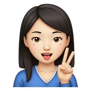 asian girl winking, one finger in her mouth  sticker