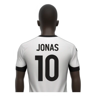 9 soccer jersey in black and white from the back with name in the back "Jonas" sticker