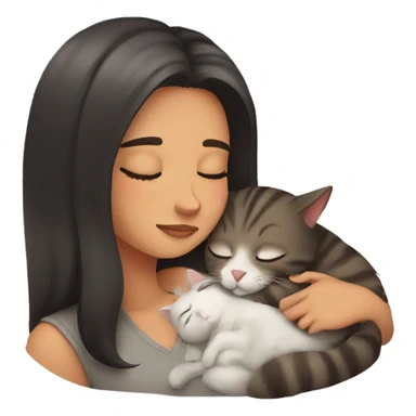 girl sleeping with her cat sticker