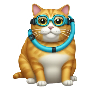 Fat cat wearing snorkel sticker