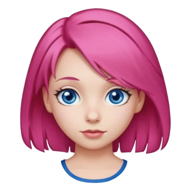  girl with pink hair and red color hairclip sticker