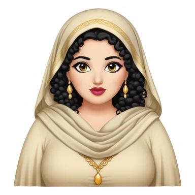 big plus size, arab, long black curly hair, baddie,pretty, makeup, lipgloss, black eyeliner, dupatta/shawl
 sticker