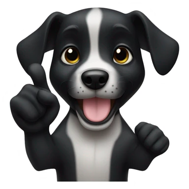 black dog puppy with thumbs up sticker