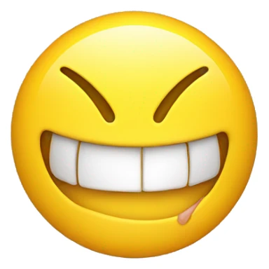 Yellow smiling face with mouth open with yellow bone in mouth  sticker