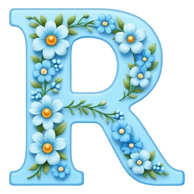 Light-blue flowery romantic alphabet letter sticker