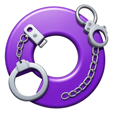 Generate an emoji for a purple-ish map marker to be used in a safe-route mapping app. Inside the inner circle, add handcuffs sticker