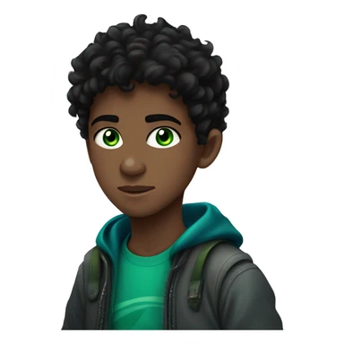 Percy Jackson in the Lightning Theif who is a boy with green and blue eyes, ADHD, black hair, fair skin sticker