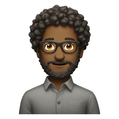 A dude wearing glasses with curly hair and a top had  sticker